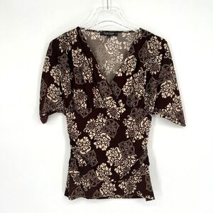 Vtg Rampage Top Womens M Asian Brown Floral Y2K 90s Forest‎ Fairy Boho Milkmaid